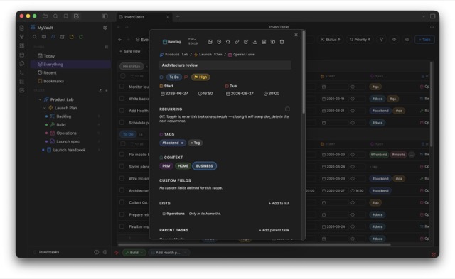 Task modal